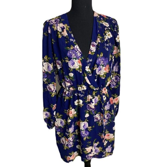 #141 LULUS Blue Floral Mini Dress - Picture 1 of 7